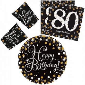 Happy Birthday Gold 80 party szett 32 db-os 23 cm-es tányérral Happy Birthday Gold 80 party szett 32 db-os 23 cm-es tányérral