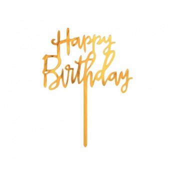 Happy Birthday Gold, Arany torta dekoráció 14 cm Happy Birthday Gold, Arany torta dekoráció 14 cm