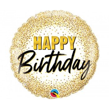 Happy Birthday Gold Glitter fólia lufi 46 cm Happy Birthday Gold Glitter fólia lufi 46 cm
