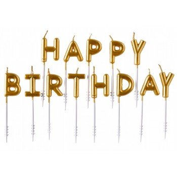 Happy Birthday Gold gyertya 7,3 cm