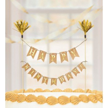 Happy Birthday Gold torta dekoráció Happy Birthday Gold torta dekoráció