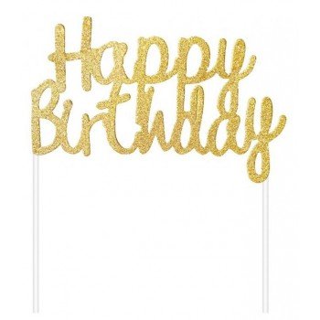 Happy Birthday Gold torta dekoráció Happy Birthday Gold torta dekoráció