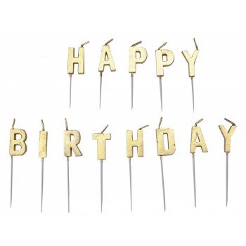 Happy Birthday Gold tortagyertya, gyertya szett 13 db-os