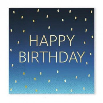 Happy Birthday Golden Blue szalvéta 20 db-os 33x33 cm FSC Happy Birthday Golden Blue szalvéta 20 db-os 33x33 cm FSC