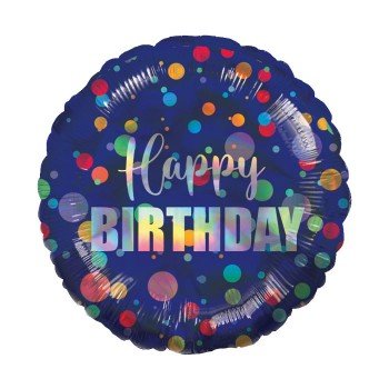 Happy Birthday Iridescent Dots fólia lufi 43 cm Happy Birthday Iridescent Dots fólia lufi 43 cm