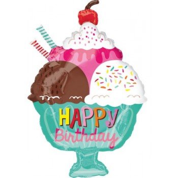 Happy Birthday jégkrém fólia lufi 58 cm Happy Birthday jégkrém fólia lufi 58 cm