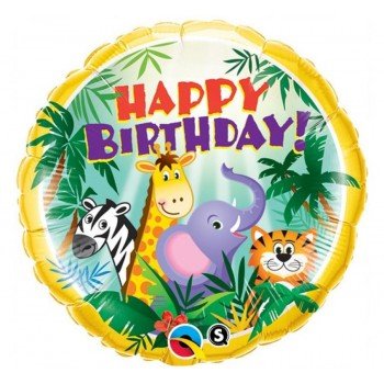 Happy Birthday Jungle, Dzsungel fólia lufi 46 cm Happy Birthday Jungle, Dzsungel fólia lufi 46 cm