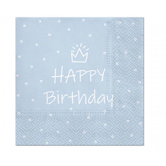 Happy Birthday Light Blue szalvéta 20 db-os 33x33 cm