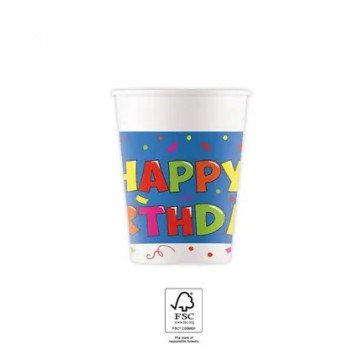 Kokliko Happy Birthday papír pohár 8 db-os 200 ml FSC