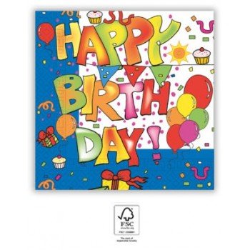Kokliko Happy Birthday szalvéta 20 db-os 33x33 cm FSC