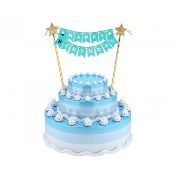 Happy Birthday Light blue torta dekoráció 25 cm Happy Birthday Light blue torta dekoráció 25 cm