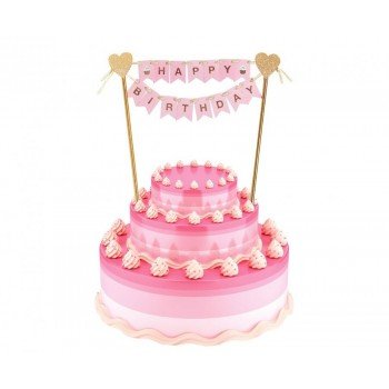 Happy Birthday Light pink torta dekoráció 25 cm Happy Birthday Light pink torta dekoráció 25 cm