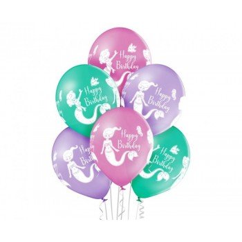 Happy Birthday Mermaid, Sellő léggömb, lufi 6 db-os 12 inch (30cm) Happy Birthday Mermaid, Sellő léggömb, lufi 6 db-os 12 inch (30cm)