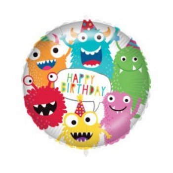 Happy Birthday Monsters fólia lufi 46 cm Happy Birthday Monsters fólia lufi 46 cm