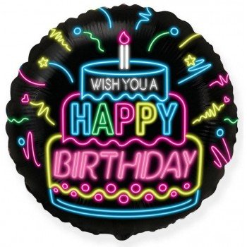 Happy Birthday Neon fólia lufi 48 cm Happy Birthday Neon fólia lufi 48 cm