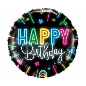 Happy Birthday Neon Glow fólia lufi 46 cm Happy Birthday Neon Glow fólia lufi 46 cm