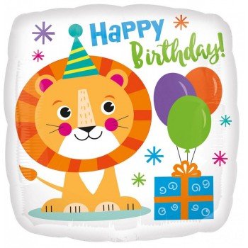 Happy Birthday Oroszlán fólia lufi 43 cm Happy Birthday Oroszlán fólia lufi 43 cm