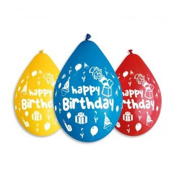 Happy Birthday Party  függő léggömb, lufi 5 db-os 12 inch (30 cm) Happy Birthday Party  függő léggömb, lufi 5 db-os 12 inch (30 cm)