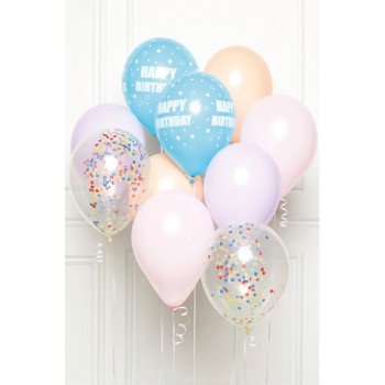 Happy Birthday Pastel léggömb, lufi 10 db-os szett Happy Birthday Pastel léggömb, lufi 10 db-os szett