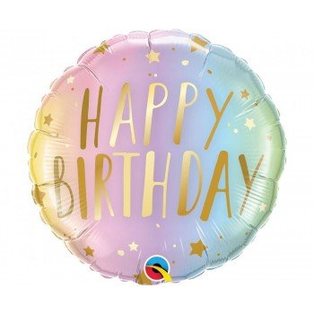 Happy Birthday Pastel Ombre fólia lufi 46 cm Happy Birthday Pastel Ombre fólia lufi 46 cm
