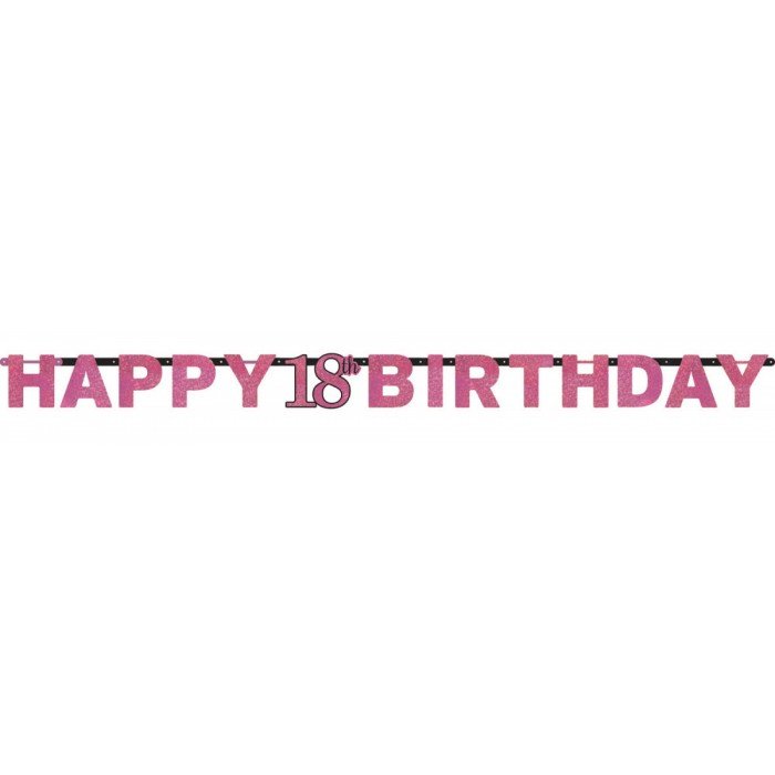 Happy Birthday Pink 18 hologrammos felirat 213 cm