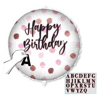 Happy Birthday Pink fólia lufi 46 cm Happy Birthday Pink fólia lufi 46 cm