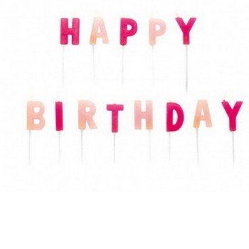Happy Birthday gyertya, pink