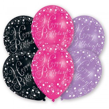 Happy Birthday Pink léggömb, lufi 6 db-os Happy Birthday Pink léggömb, lufi 6 db-os