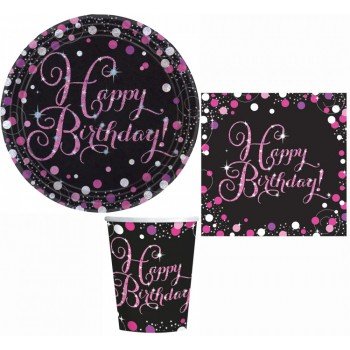 Happy Birthday Pink party szett 32 db-os Happy Birthday Pink party szett 32 db-os