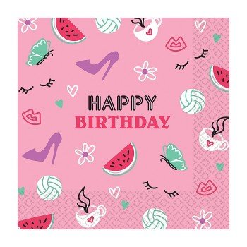 Happy Birthday Pink szalvéta 16 db-os 33x33 cm Happy Birthday Pink szalvéta 16 db-os 33x33 cm