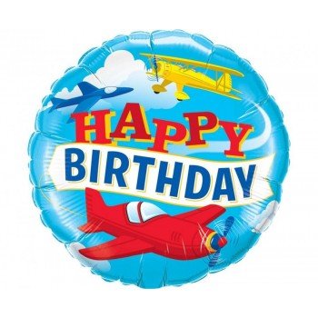 Happy Birthday Planes, Repülők fólia lufi 46 cm Happy Birthday Planes, Repülők fólia lufi 46 cm
