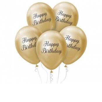 Happy Birthday Platinum Gold léggömb, lufi 5 db-os 12 inch (30cm) Happy Birthday Platinum Gold léggömb, lufi 5 db-os 12 inch (30cm)