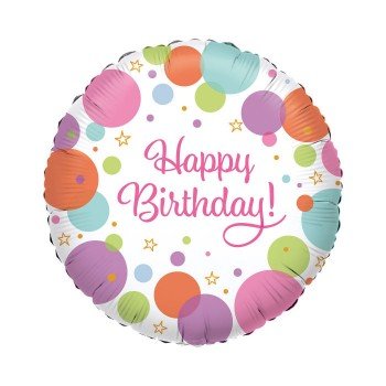 Happy Birthday Polka Dots fólia lufi 43 cm Happy Birthday Polka Dots fólia lufi 43 cm