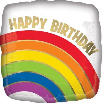 Happy Birthday Rainbow fólia lufi 43 cm Happy Birthday Rainbow fólia lufi 43 cm