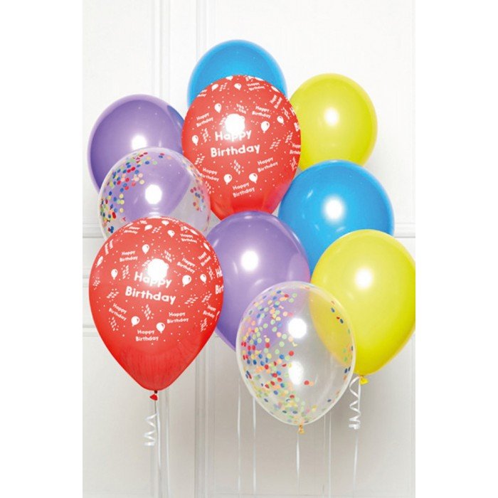 Happy Birthday Szivárvány léggömb, lufi 10 db-os szett