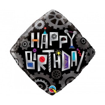 Happy Birthday Robot Cogwheels fólia lufi 46 cm Happy Birthday Robot Cogwheels fólia lufi 46 cm