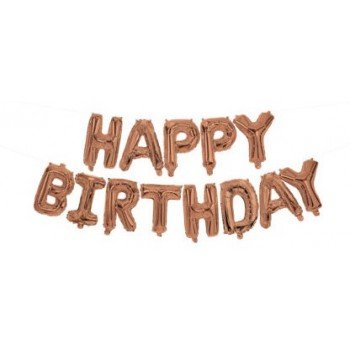 Happy Birthday Rose Gold fólia lufi 3,4 m Happy Birthday Rose Gold fólia lufi 3,4 m
