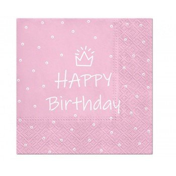 Happy Birthday Light Pink szalvéta 20 db-os 33x33 cm Happy Birthday Light Pink szalvéta 20 db-os 33x33 cm