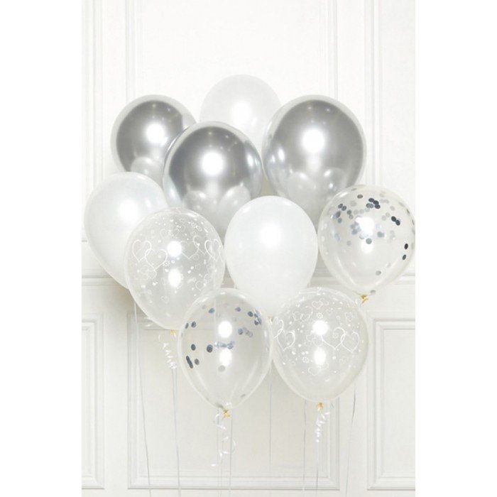 Happy Birthday Silver, Ezüst léggömb, lufi 10 db-os szett Happy Birthday Silver, Ezüst léggömb, lufi 10 db-os szett