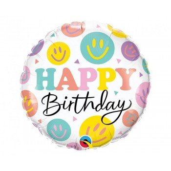 Happy Birthday Smiles fólia lufi 46 cm Happy Birthday Smiles fólia lufi 46 cm