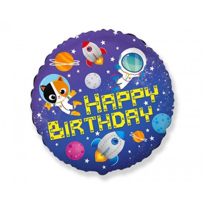 Happy Birthday Space, Űr fólia lufi 46 cm (WP)