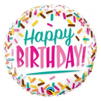 Happy Birthday Sprinkles fólia lufi 46 cm Happy Birthday Sprinkles fólia lufi 46 cm