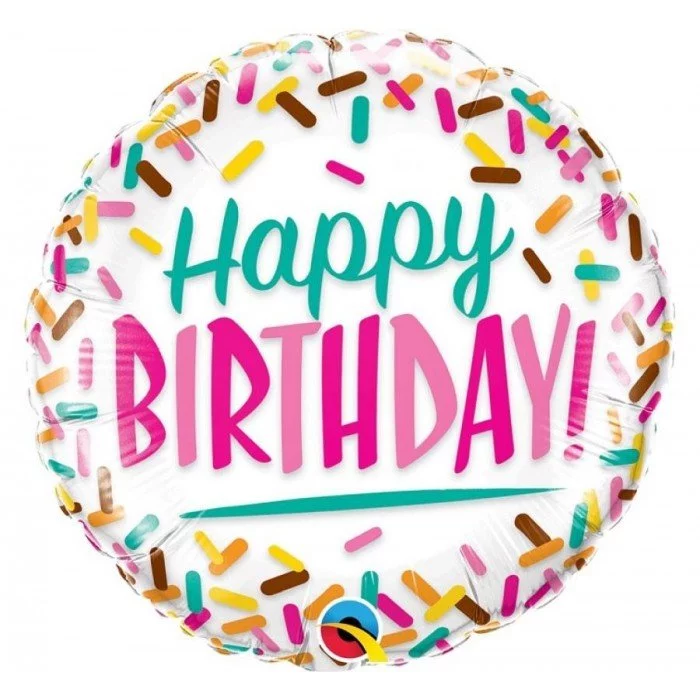 Happy Birthday Sprinkles fólia lufi 46 cm Happy Birthday Sprinkles fólia lufi 46 cm
