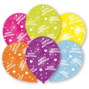 Happy Birthday léggömb, lufi 6 db-os Happy Birthday léggömb, lufi 6 db-os
