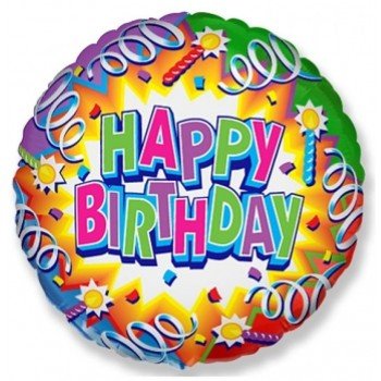 Happy Birthday Streamers fólia lufi 46 cm (WP) Happy Birthday Streamers fólia lufi 46 cm (WP)