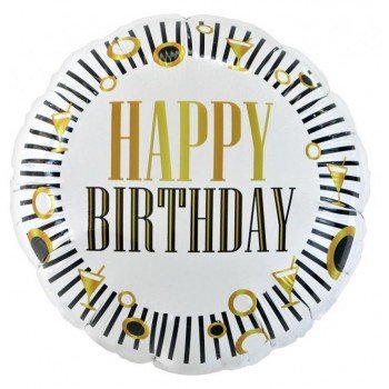 Happy Birthday Stripes fólia lufi 36 cm Happy Birthday Stripes fólia lufi 36 cm