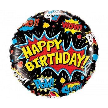 Happy Birthday Super Hero fólia lufi 46 cm Happy Birthday Super Hero fólia lufi 46 cm