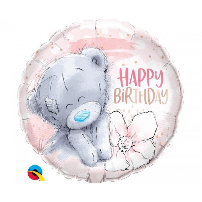 Happy Birthday Teddy Flower fólia lufi 46 cm