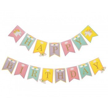 Happy Birthday Unicorn, Unikornis papír girland 200 cm Happy Birthday Unicorn, Unikornis papír girland 200 cm