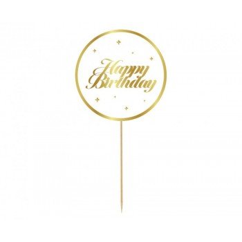 Happy Birthday White Stars torta dekoráció 10 cm Happy Birthday White Stars torta dekoráció 10 cm